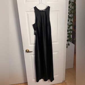 Steve Madden Elegant Black Satin Maxi Dress - Classic Sleeveless Slip